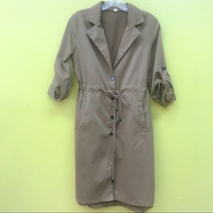 Women’s Camel Trench coat style shirt dress Sz S